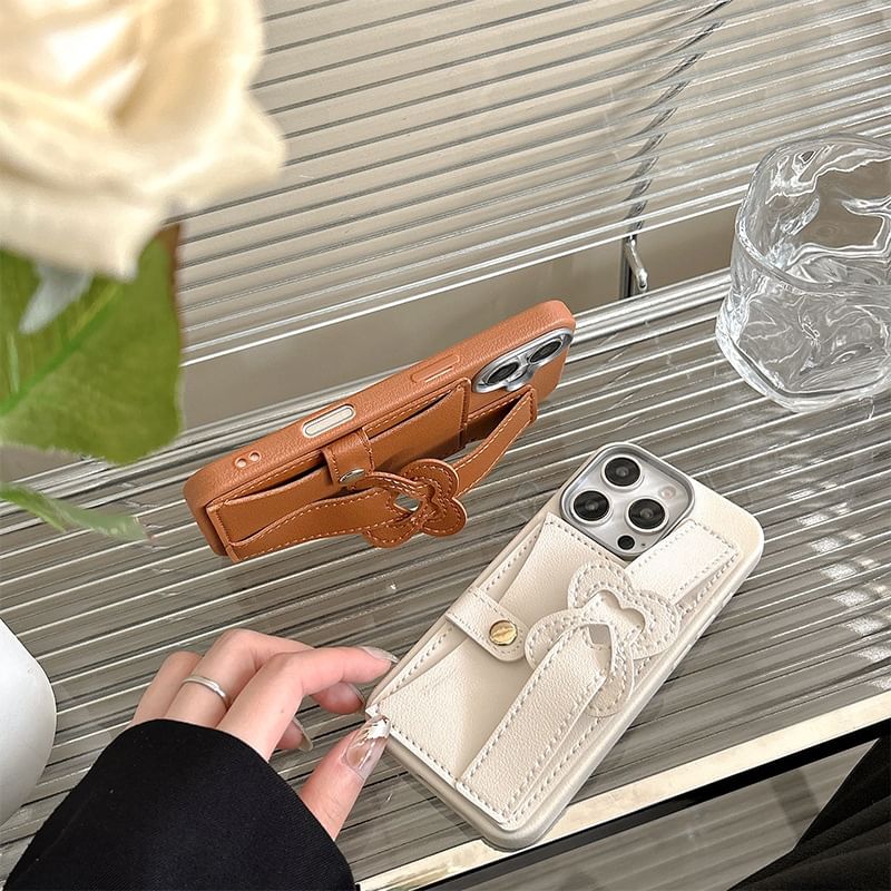 Heart Faux Leather Phone Case With Card Holder For iPhone 16, 16 Plus, 16 Pro, 16 Pro Max, 15, 15 Pro, 15 Pro Max, 14, 14 Plus, 14 Pro, 14 Pro Max, 13, 13 Pro, 13 Pro Max