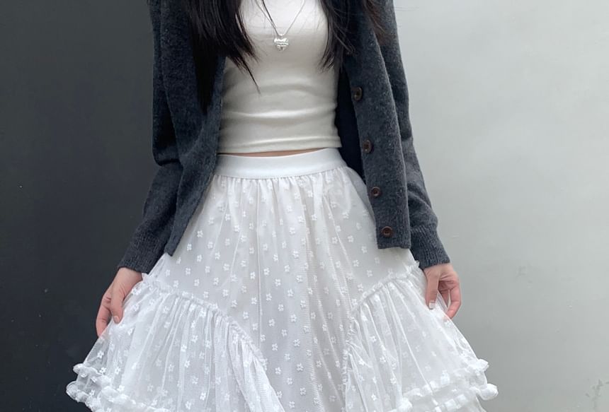 Rise A-Line Skirt High Floral Maxi Asymmetrical Ruffle