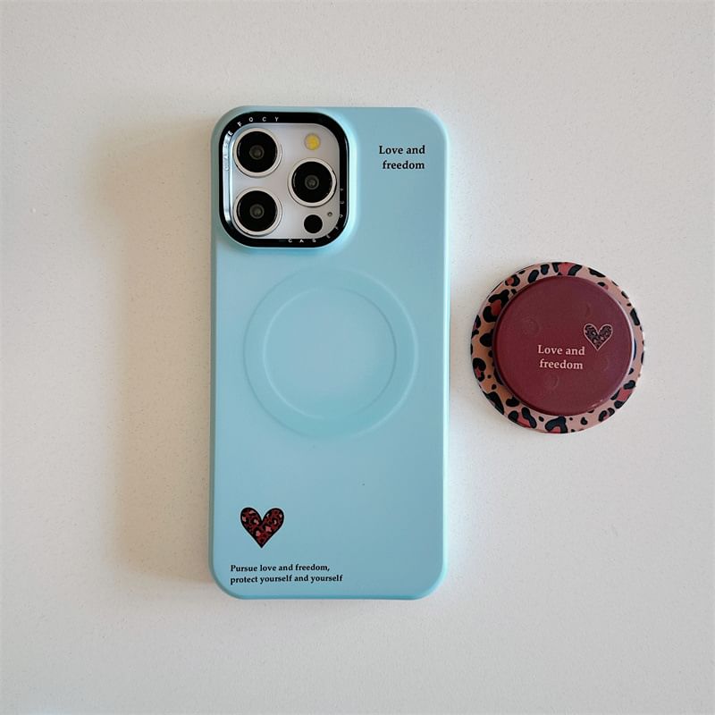 Leopard Print Heart Magnetic (Compatible with MagSafe) Phone Case / Tassel Charm / Set