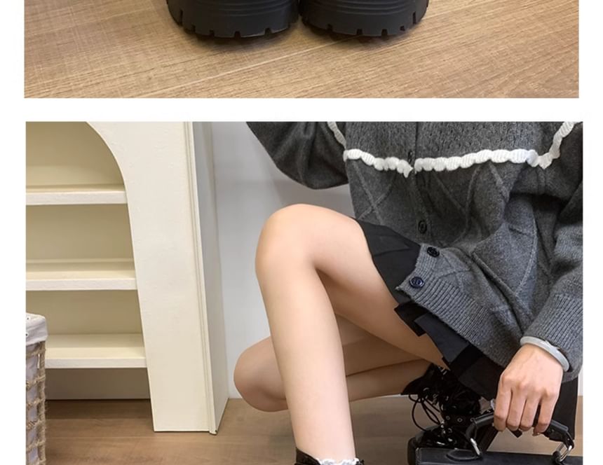 Patent Up Platform Boots Studded Buckled Leather Lace