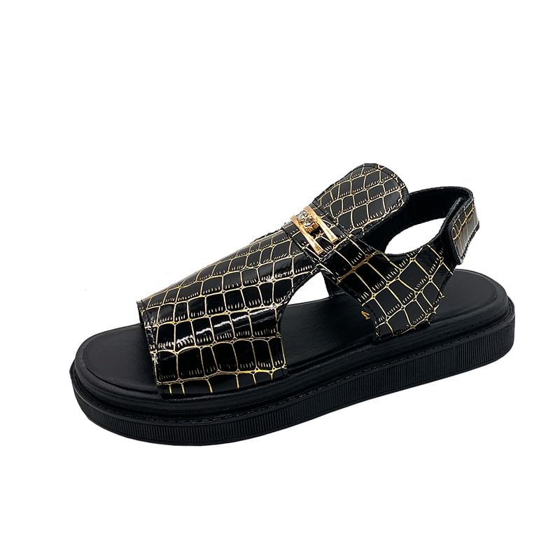 Croc Buckled Grain Sandals