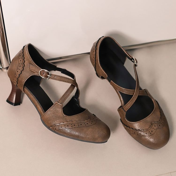 Brogue Sandals D'Orsay Low Heel