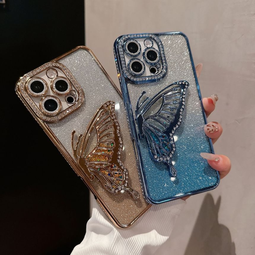 Phone Stand Butterfly Embellished Case