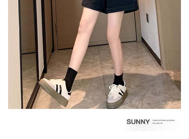 Washed Denim Waist Elastic Shorts