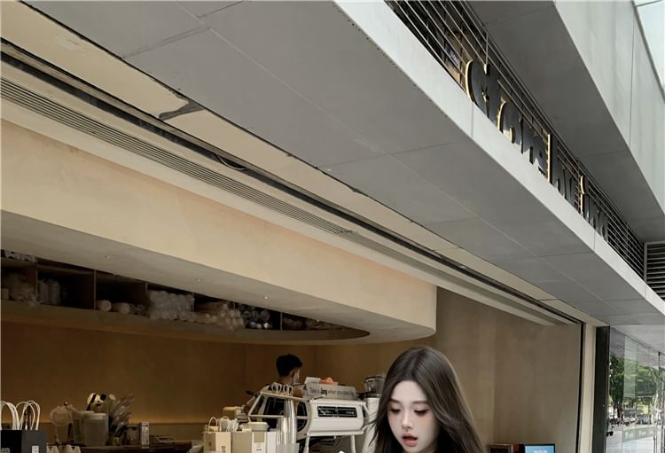 V-Neck Plain Ruffle Blouse Sleeve Bow Long