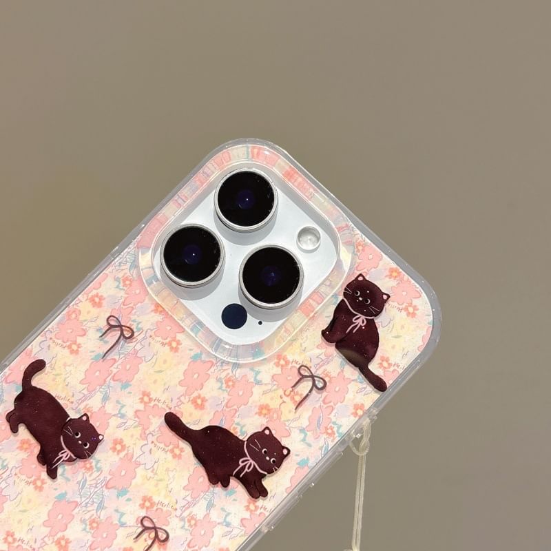 Floral Case / Strap Phone Set Cat
