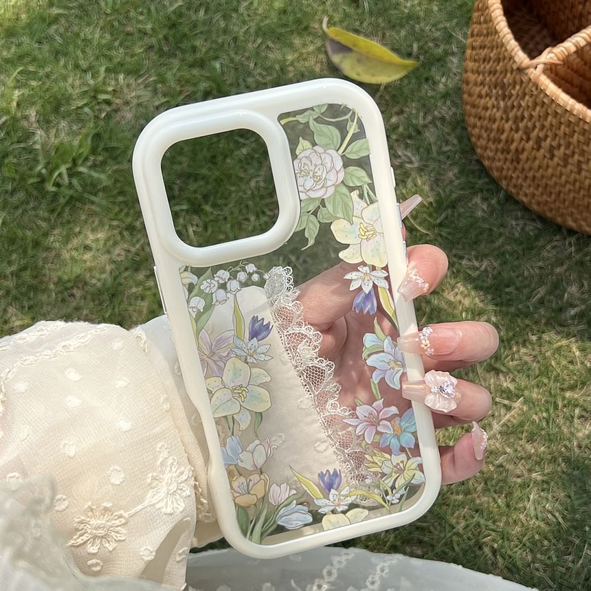 Transparent Phone Floral Case