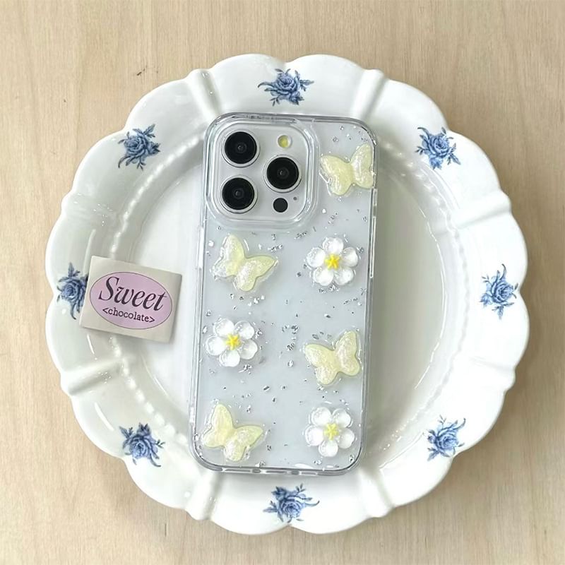 Floral Case iPhone Glitter