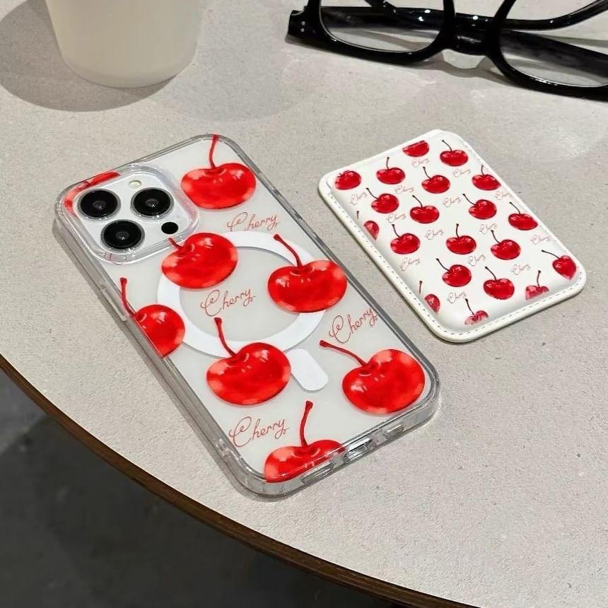 Magnetic MagSafe) (Compatible Holder / Phone Set with Case Cherry Card