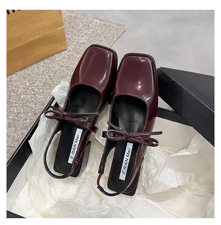 Mary Bow Slingback Pumps Jane Square Toe