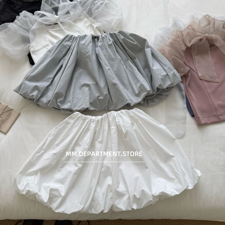 Skirt Rise Plain High A-Line Mini