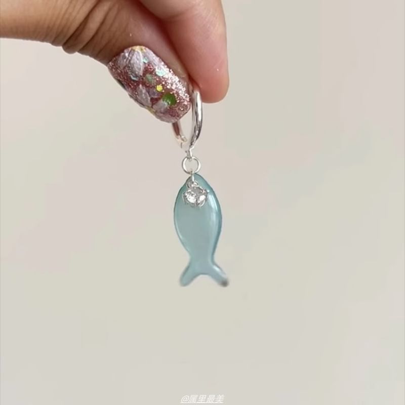 Hoop Drop Earring Fish Rhinestone