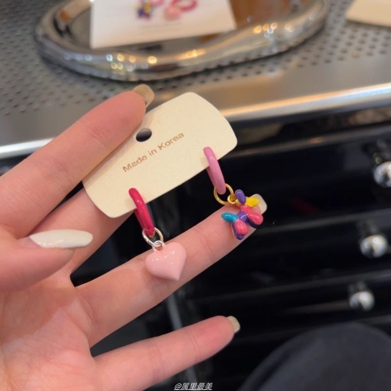 Earring Drop Dog Asymmetrical Heart Huggie