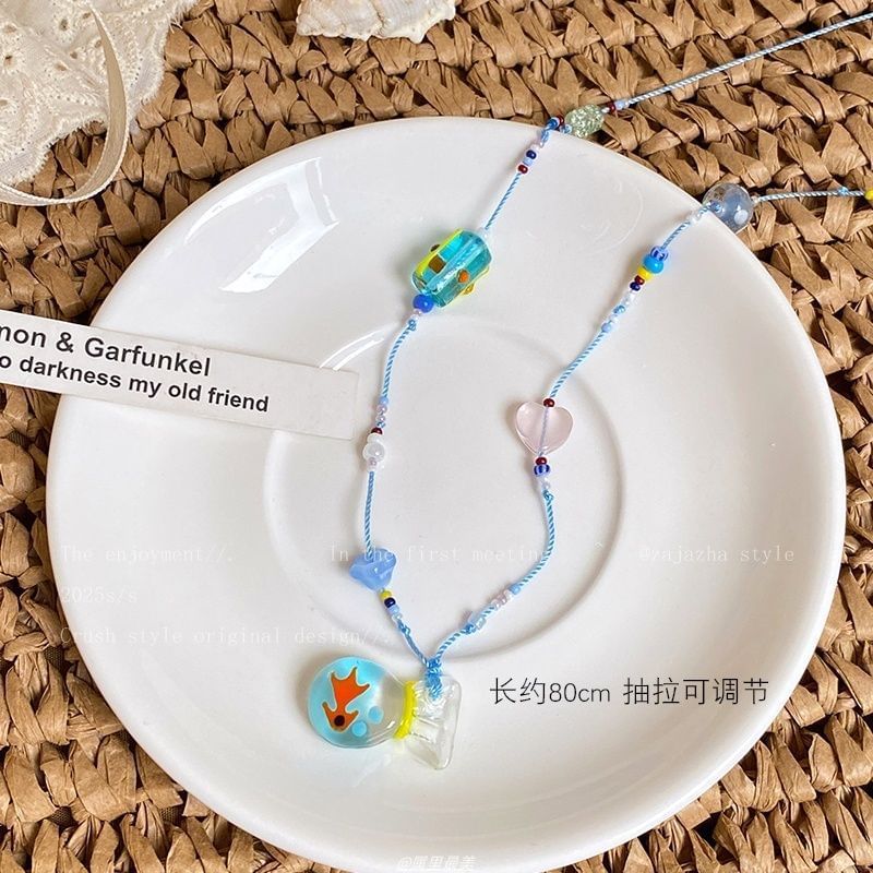 Necklace Goldfish String Resin