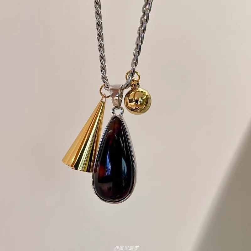 Resin Necklace Pendant Droplet Chain Cuban