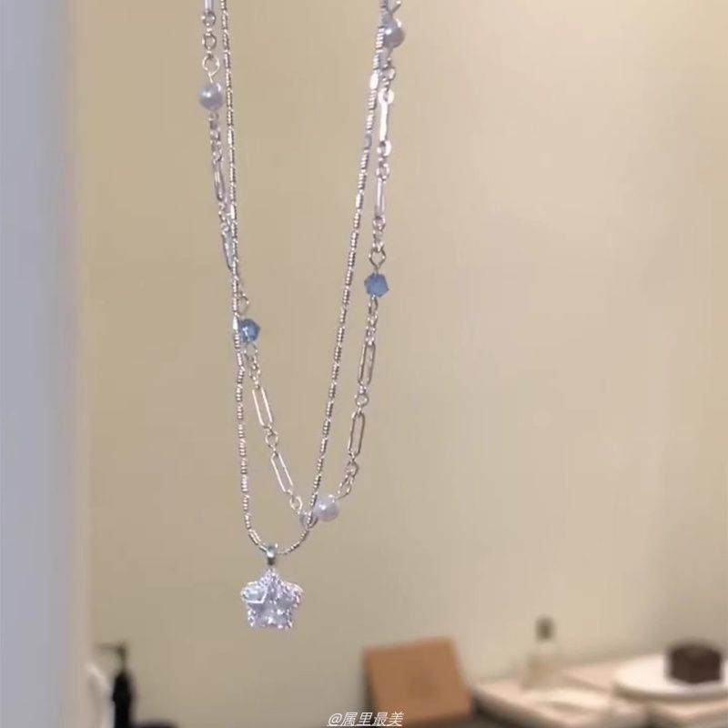 Pendant Faux Star Choker Layered Crystal Alloy