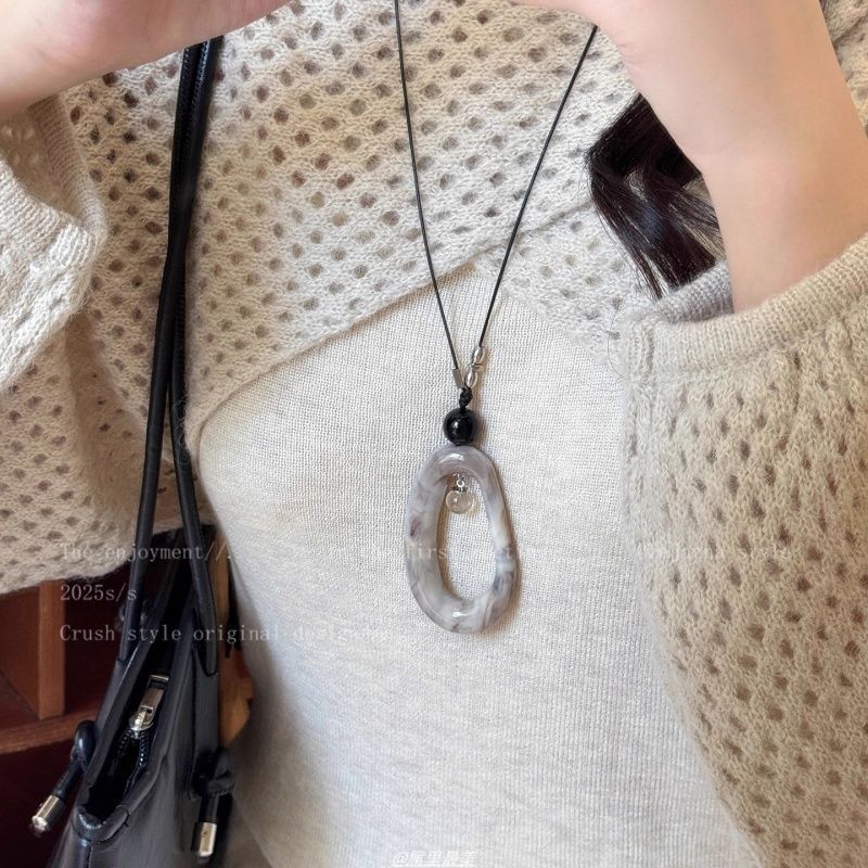 Pendant Resin Necklace Cord Irregular Hoop