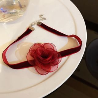 Faux Floral Choker Layered / Pearl