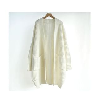 Cardigan long oversize ouvert sur le devant à col en V