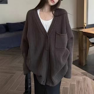 Cardigan oversize à col en V avec poche