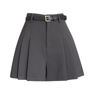 Skort Pleated Waist Plain High