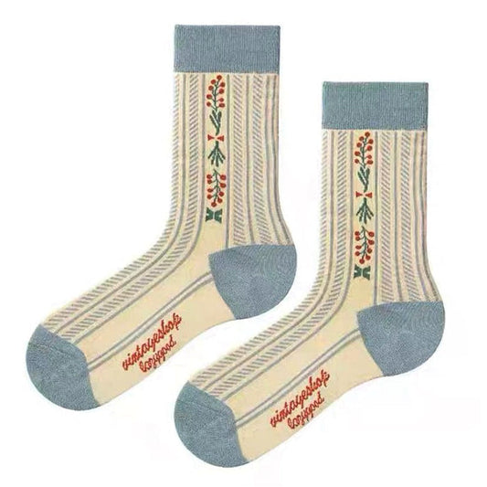 Cute Floral Stripe Socks