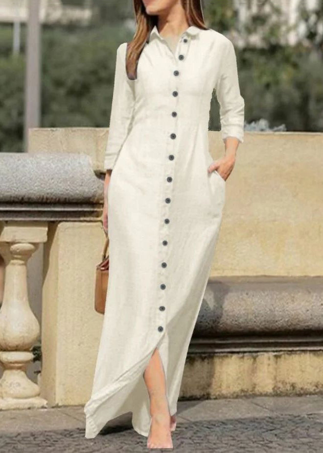 Fall Dress Button Peter Long Black Collar Pan Shirts Natural