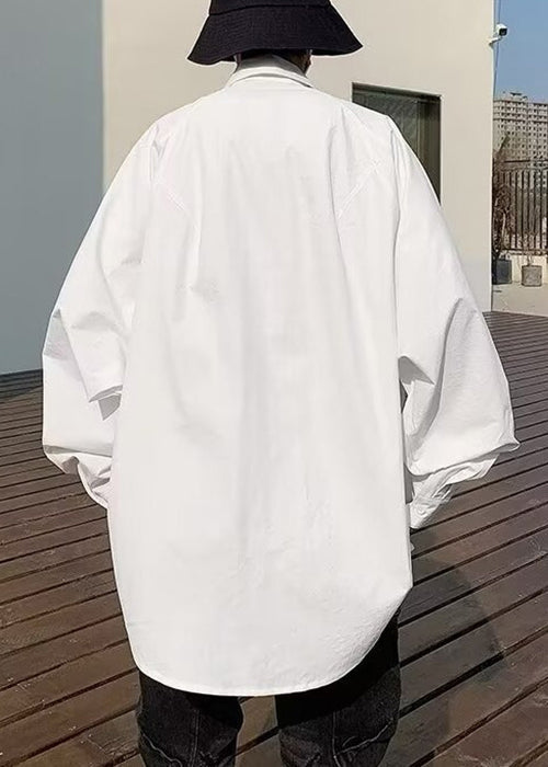 New Denim Mens Lace White Spring Shirt Up Patchwork