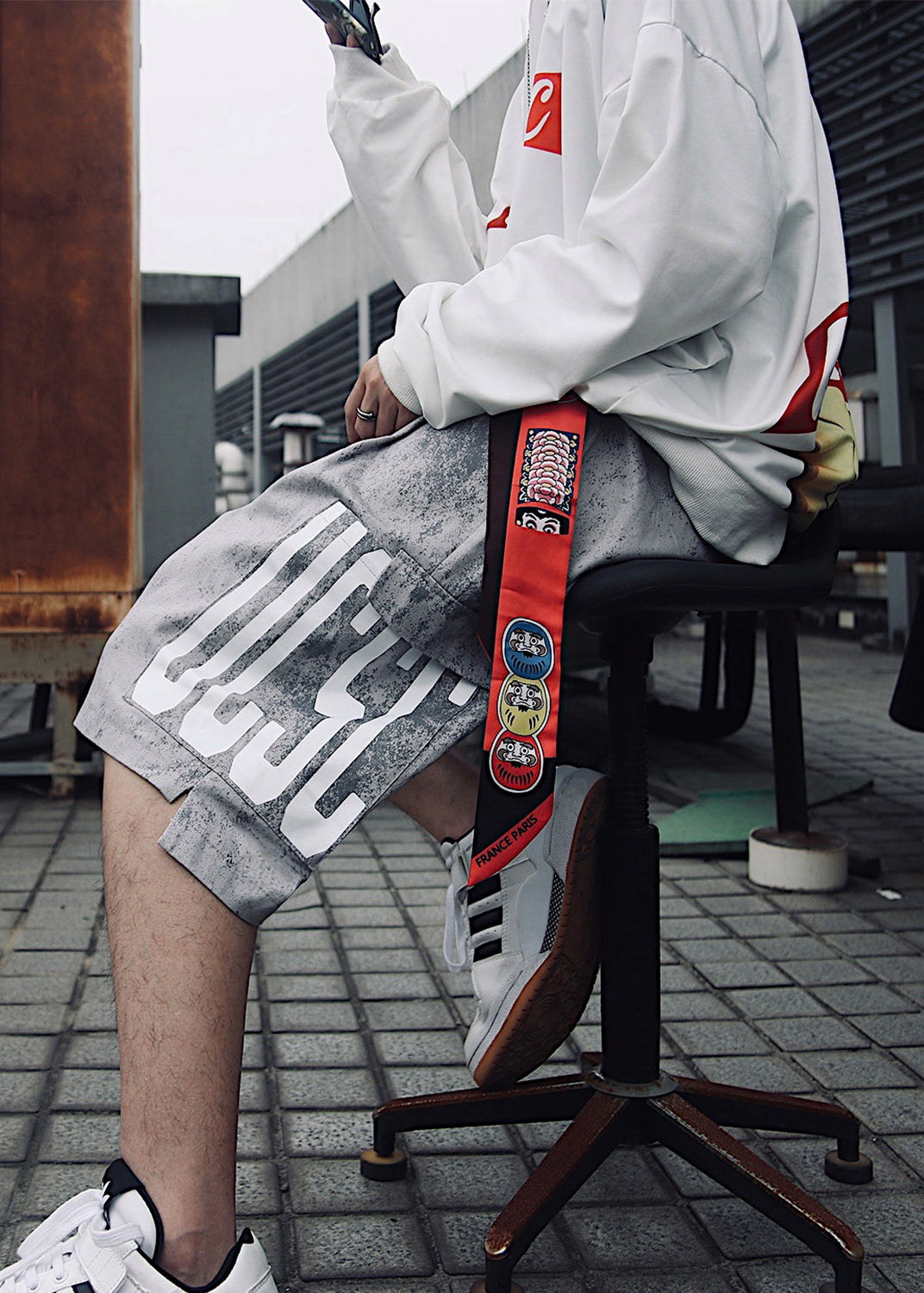 Retro Blue Elastic Mens Print Shorts Pockets Summer Waist