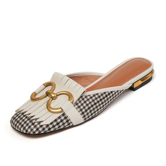 Mules Houndstooth Buckled