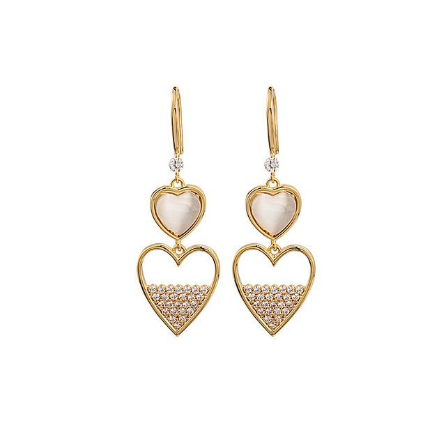 Boucle d'oreille en strass / fausse pierre œil de chat / alliage (divers modèles)