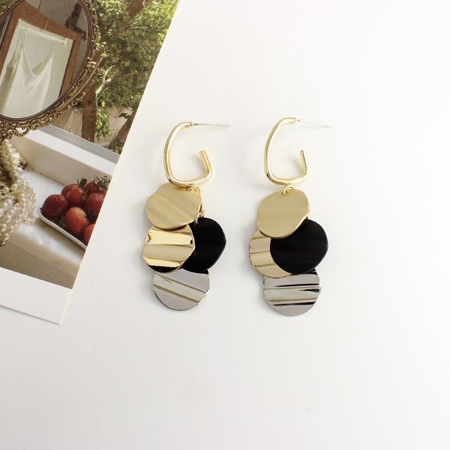 Alloy Fringed Disc Earring