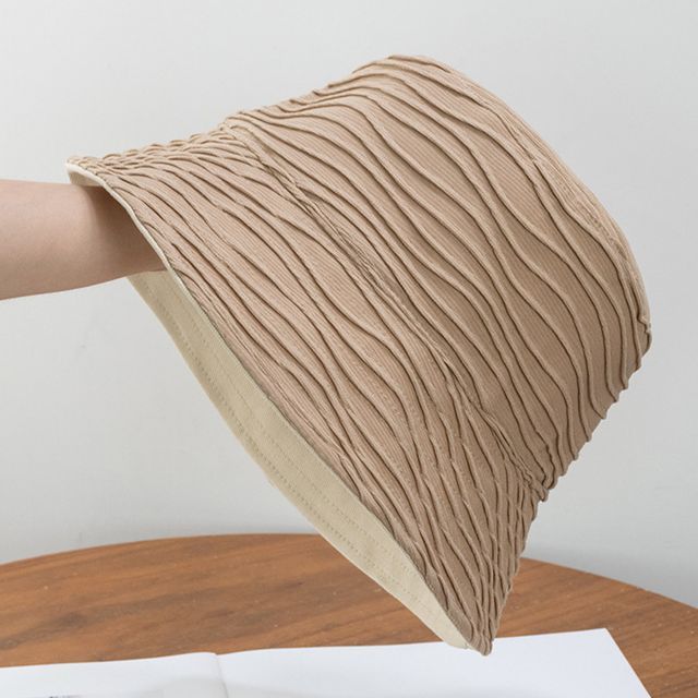 Texture Hat Bucket Reversible Wavy Plain