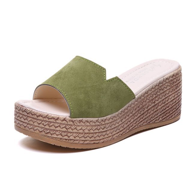 Slide Platform Wedge-Heel Sandals
