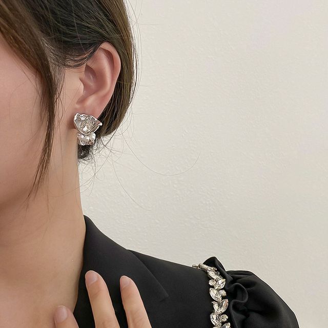 Flower Earring Rhinestone Alloy