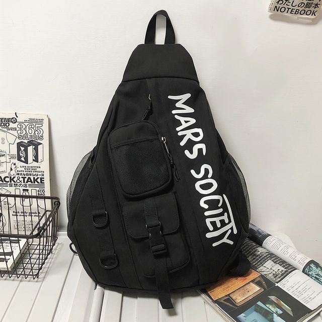 Sac bandoulière en nylon avec lettrage