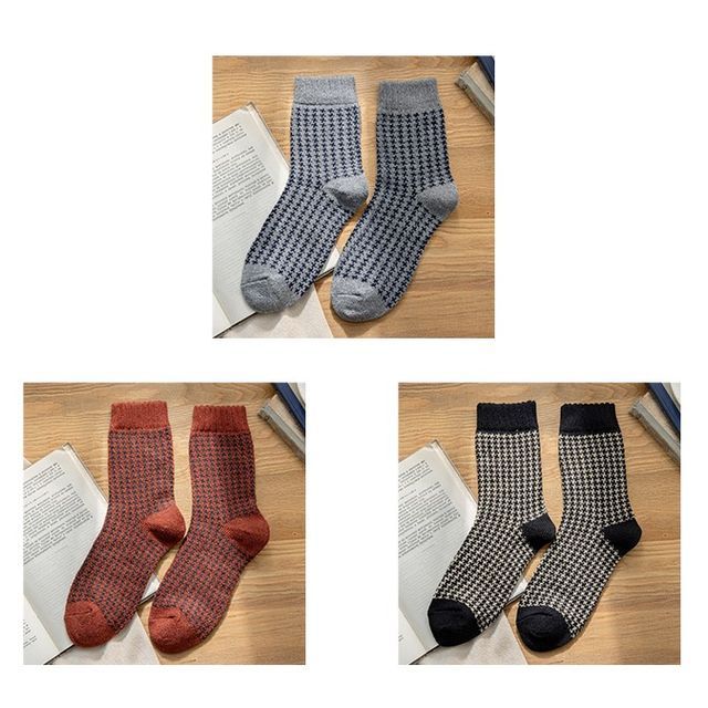 Lot de 3 paires : chaussettes à motif pied-de-poule