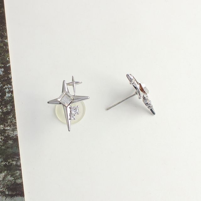 Earring Star Rhinestone Alloy