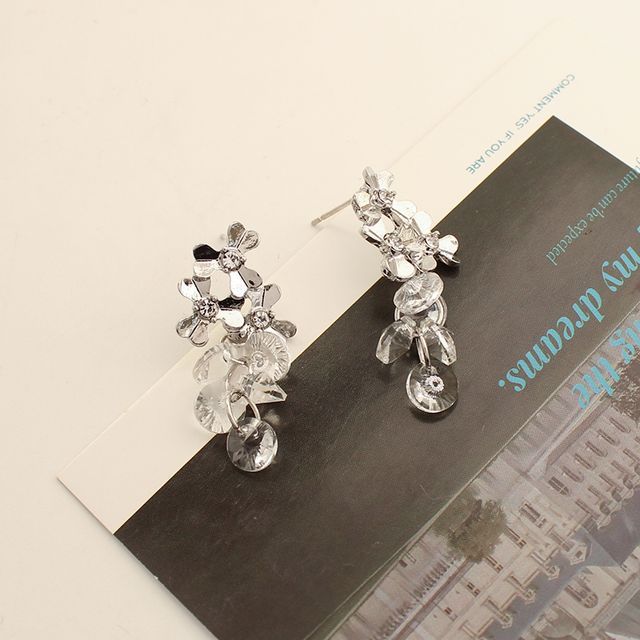 Grapes Dangle Alloy Earring Crystal Faux