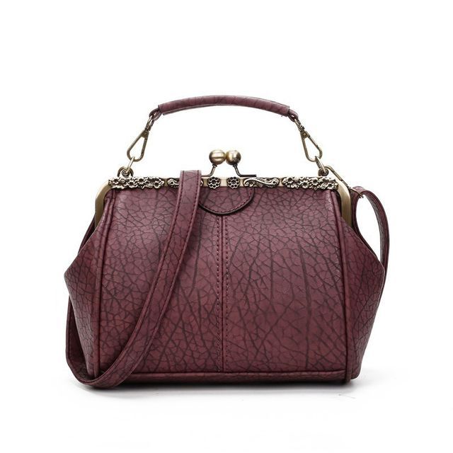 Top Lock Plain Handle Bag Crossbody Kiss