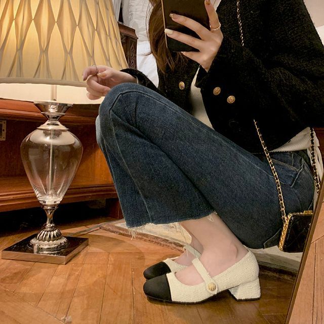 Pumps Block Jane Heel Cap-Toe Mary