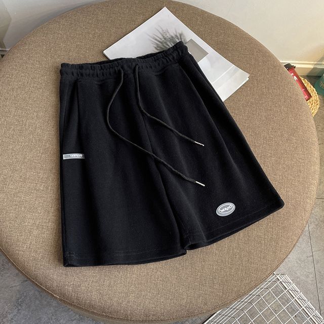 Lettering Drawstring Shorts Waist