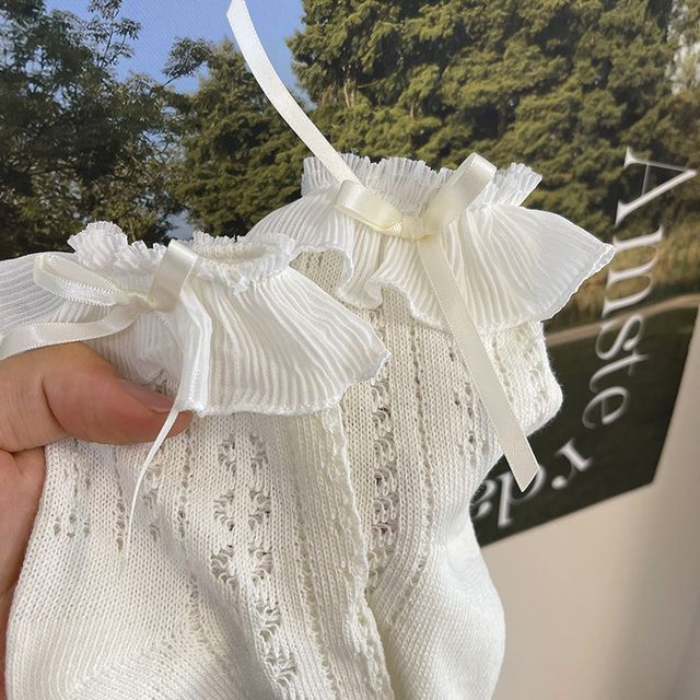 Chaussettes courtes à volants et nœud