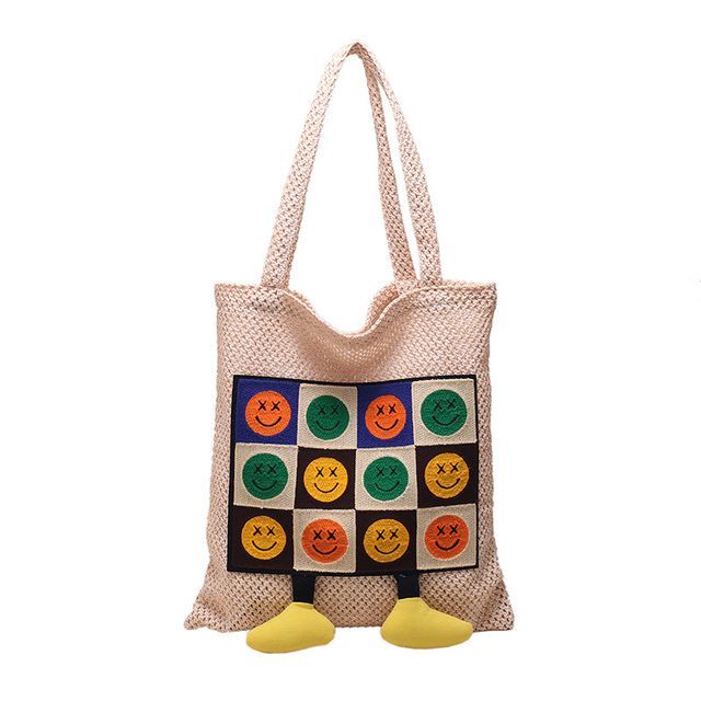 Crochet Bag Tote Smiley Face