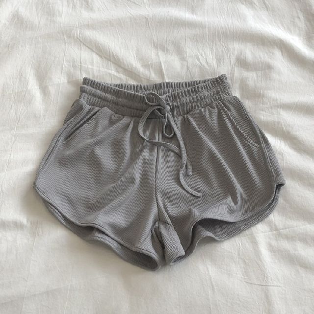 Sweat Waist Plain Drawstring Shorts