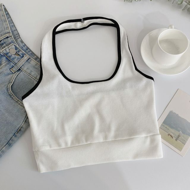 Neckholder-Camisole-Top in Farbblock-Optik