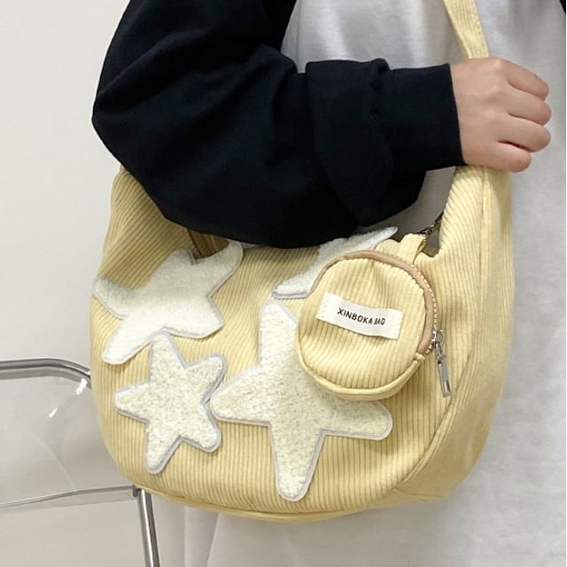 Coin Pouch Purse (Various With Corduroy Crossbody Applique Designs) Star Zipper