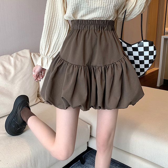 Skirt High-Waist Bubble Plain
