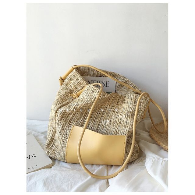 Straw Applique Bag Tote