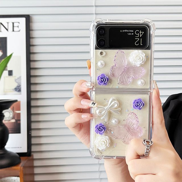 Butterfly Pearl Case Phone Faux Floral
